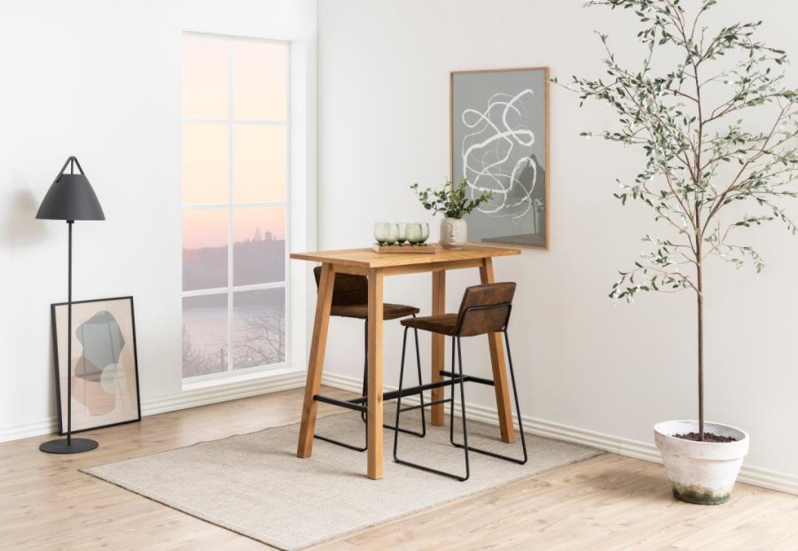 ACT NORDIC Chara rektangulrt barbord, plate og ramme vill eik oljet eikefiner med fotsttte, 117x58x105 cm