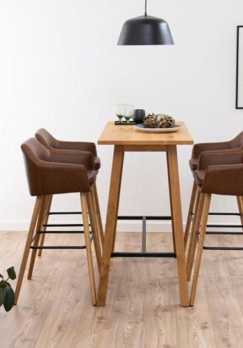 ACT NORDIC Chara rektangulrt barbord, plate og ramme vill eik oljet eikefiner med fotsttte, 117x58x105 cm