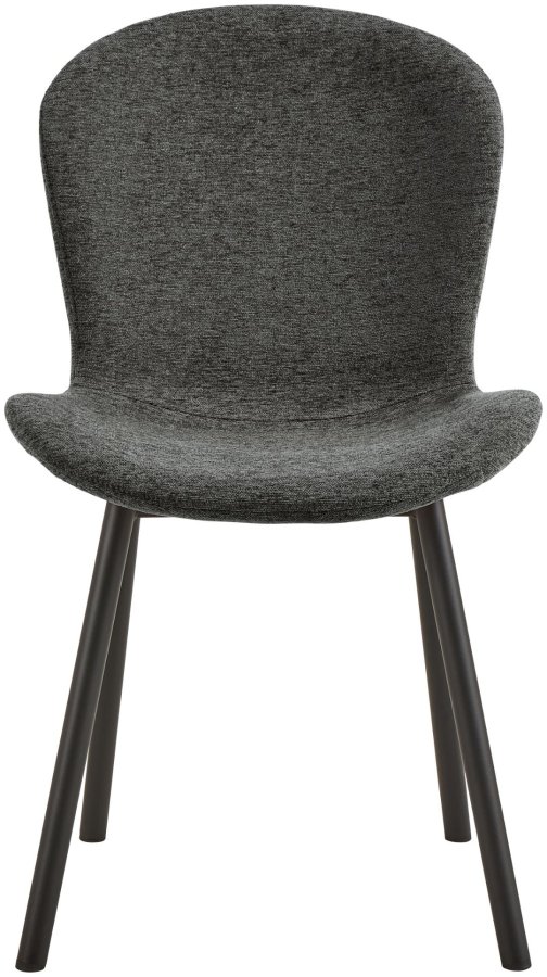 ACT NORDIC Esra Esszimmerstuhl, Apia-Stoff dunkelgrau 458, Gestell aus mattschwarzem, pulverbeschichtetem Stahl mit Reiverschluss, Karton 2 Stk.