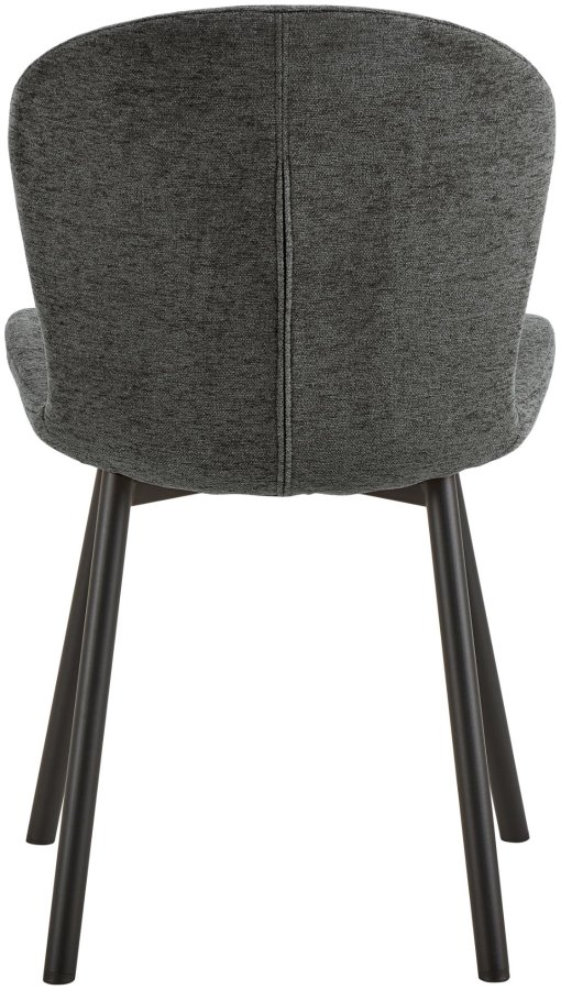 ACT NORDIC Esra Esszimmerstuhl, Apia-Stoff dunkelgrau 458, Gestell aus mattschwarzem, pulverbeschichtetem Stahl mit Reiverschluss, Karton 2 Stk.
