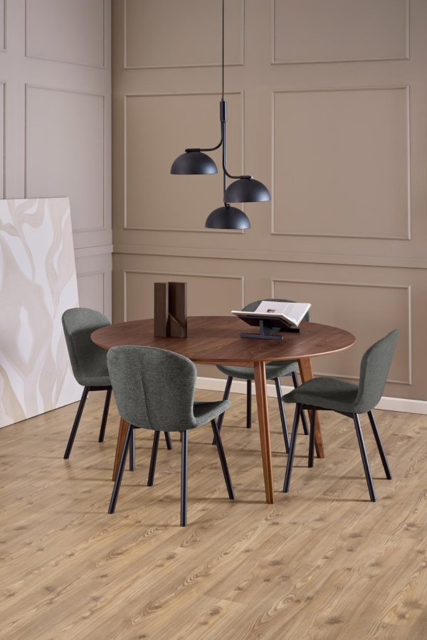 ACT NORDIC Esra Esszimmerstuhl, Apia-Stoff dunkelgrau 458, Gestell aus mattschwarzem, pulverbeschichtetem Stahl mit Reiverschluss, Karton 2 Stk.