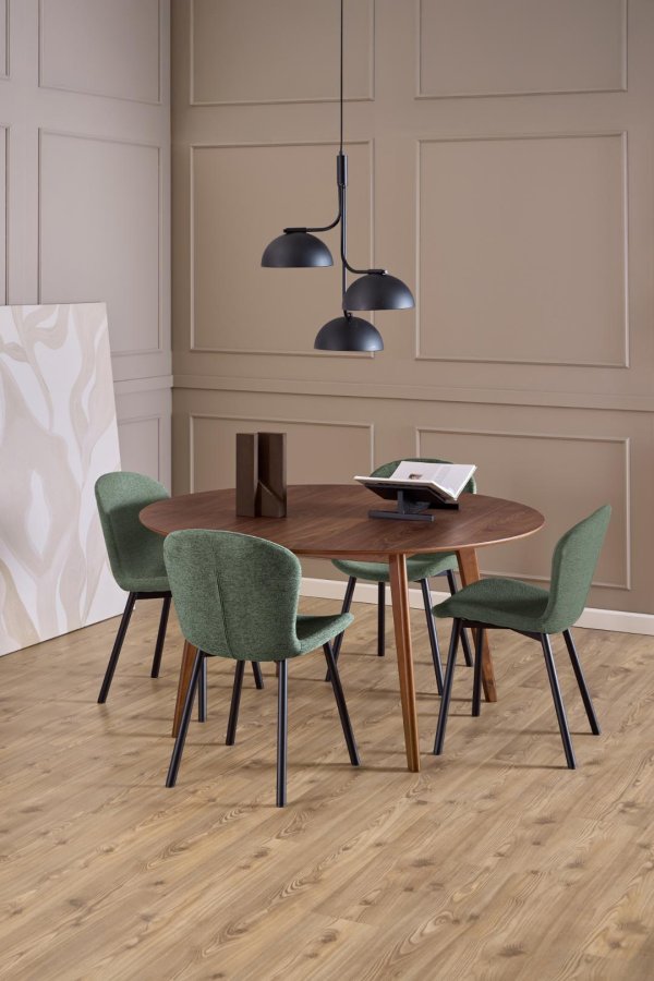 ACT NORDIC Esra Esszimmerstuhl, Apia-Stoff grn 352, Gestell mattschwarz pulverbeschichteter Stahl mit Reiverschluss, Karton 2 Stk.