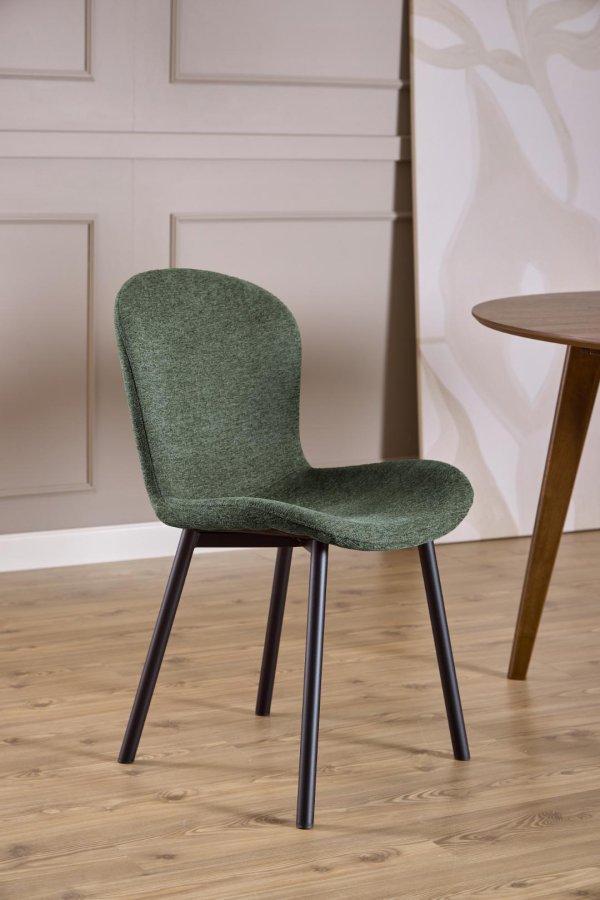 ACT NORDIC Esra Esszimmerstuhl, Apia-Stoff grn 352, Gestell mattschwarz pulverbeschichteter Stahl mit Reiverschluss, Karton 2 Stk.