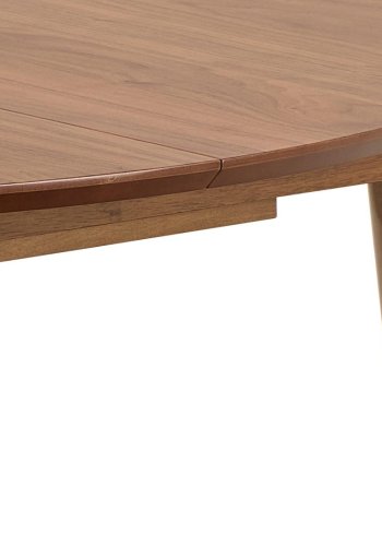 ACT NORDIC Montreux runder Esstisch, Platte matt Walnuss Acryllackfurnier, Gestell Walnuss gebeizt Acryllack Kautschukholz mit Butterfly-Auszug und zustzlicher Ablageplatte, 115/154x75 cm