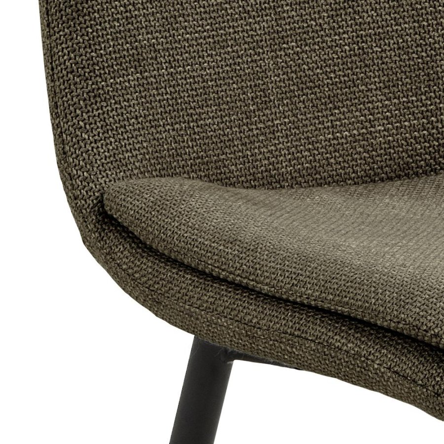 ACT NORDIC Becca Esszimmerstuhl, Basel Stoff grn 77, Gestell mattschwarz pulverbeschichteter Stahl, Karton mit 4 Stck