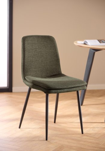 ACT NORDIC Becca Esszimmerstuhl, Basel Stoff grn 77, Gestell mattschwarz pulverbeschichteter Stahl, Karton mit 4 Stck