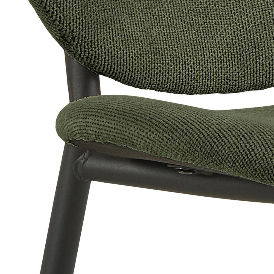 ACT NORDIC Cliff spisestuestol, Caso stoff skoggrnt 162, Ramme matt svart grovt pulverlakkert stl med glidels, eske med 2 stk., eske 3 av 3
