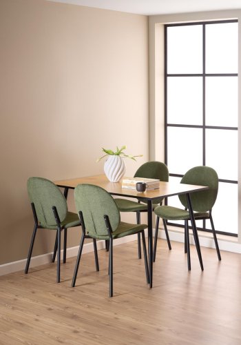 ACT NORDIC Cliff spisestuestol, Caso stoff skoggrnt 162, Ramme matt svart grovt pulverlakkert stl med glidels, eske med 2 stk., eske 3 av 3