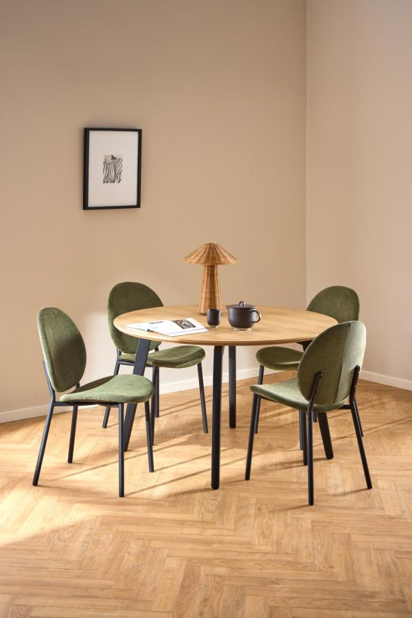 ACT NORDIC Cliff spisestuestol, Caso stoff skoggrnt 162, Ramme matt svart grovt pulverlakkert stl med glidels, eske med 2 stk., eske 3 av 3