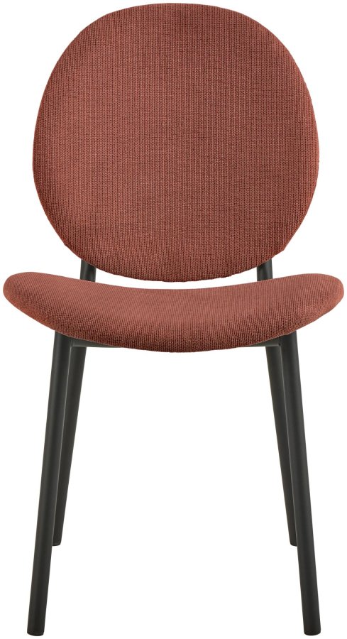 ACT NORDIC Cliff spisestuestol, Caso stoff terrakotta 18, Ramme matt svart grov pulverlakkert stl med glidels, eske 2 stk.