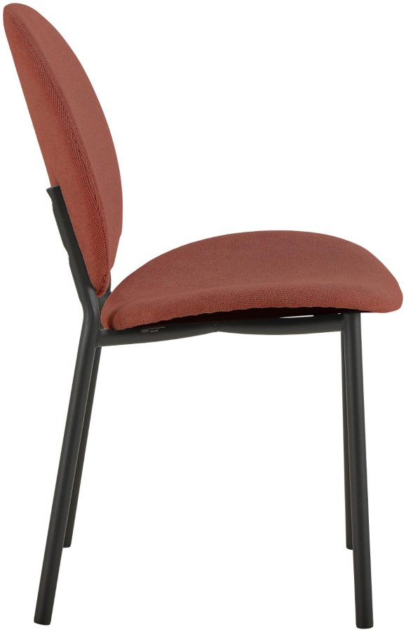 ACT NORDIC Cliff spisestuestol, Caso stoff terrakotta 18, Ramme matt svart grov pulverlakkert stl med glidels, eske 2 stk.