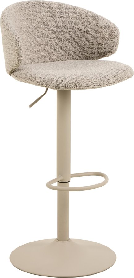 ACT NORDIC Ella barstol, m. trompetfod, drejefunktion, fodsttte, gaspatron - beige stof og gr stl
