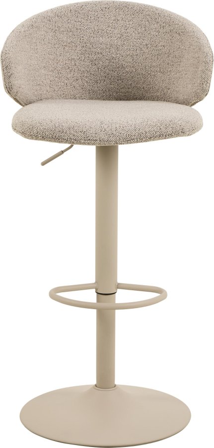 ACT NORDIC Ella barstol, m. trompetfod, drejefunktion, fodsttte, gaspatron - beige stof og gr stl