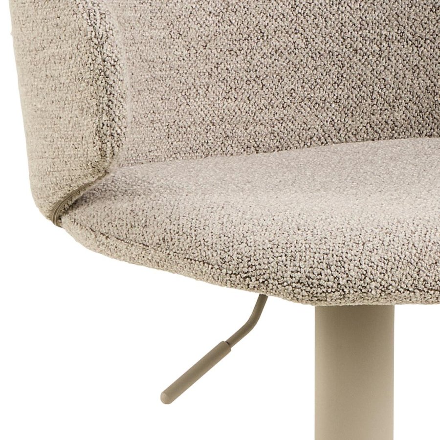 ACT NORDIC Ella barstol, m. trompetfod, drejefunktion, fodsttte, gaspatron - beige stof og gr stl