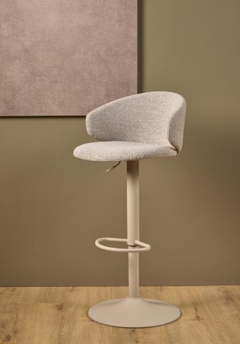 ACT NORDIC Ella barstol, m. trompetfod, drejefunktion, fodsttte, gaspatron - beige stof og gr stl