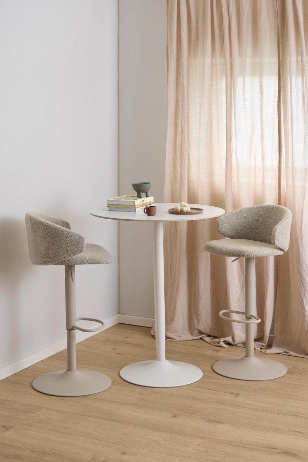 ACT NORDIC Ella barstol, m. trompetfod, drejefunktion, fodsttte, gaspatron - beige stof og gr stl