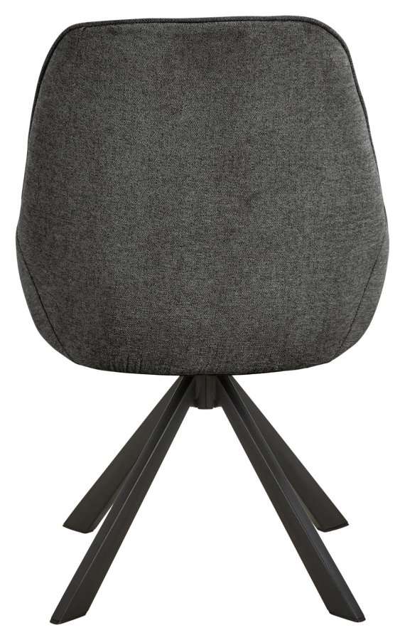 ACT NORDIC Carlton Esszimmerstuhl, Apia-Stoff dunkelgrau 458, 4-Stern-Gestell aus mattschwarzem, pulverbeschichtetem Stahl mit Drehfunktion und Taschenfedern, Karton mit 2 Stck