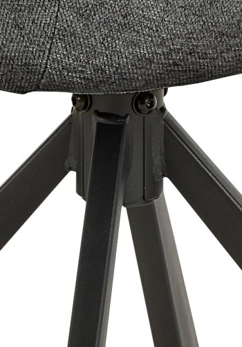 ACT NORDIC Carlton Esszimmerstuhl, Apia-Stoff dunkelgrau 458, 4-Stern-Gestell aus mattschwarzem, pulverbeschichtetem Stahl mit Drehfunktion und Taschenfedern, Karton mit 2 Stck