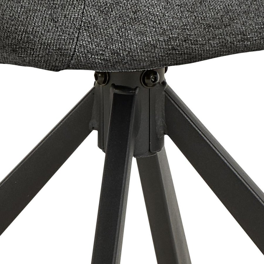 ACT NORDIC Carlton Esszimmerstuhl, Apia-Stoff dunkelgrau 458, 4-Stern-Gestell aus mattschwarzem, pulverbeschichtetem Stahl mit Drehfunktion und Taschenfedern, Karton mit 2 Stck