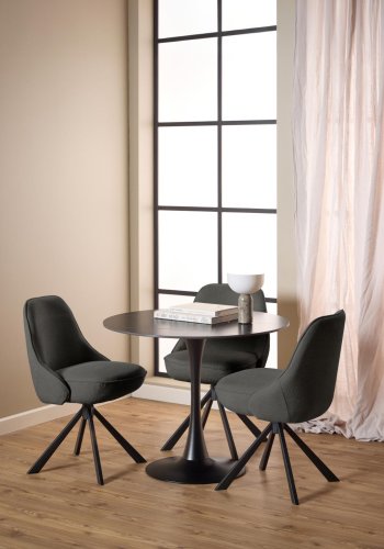 ACT NORDIC Carlton Esszimmerstuhl, Apia-Stoff dunkelgrau 458, 4-Stern-Gestell aus mattschwarzem, pulverbeschichtetem Stahl mit Drehfunktion und Taschenfedern, Karton mit 2 Stck