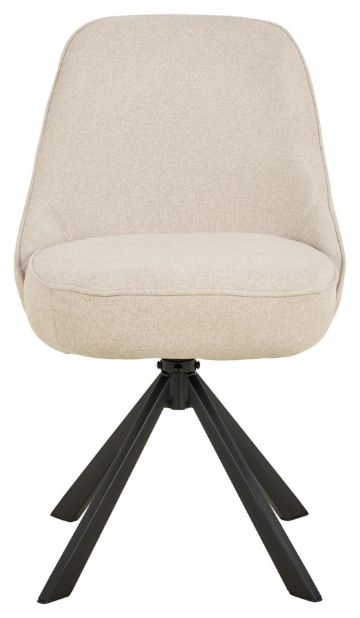 ACT NORDIC Carlton spisestuestol, Apia stoff beige 453, 4-stjerners understell mattsvart, grovt pulverlakkert stl med svingfunksjon og pocketfjrer, eske med 2 stk.