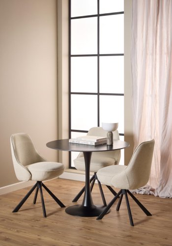 ACT NORDIC Carlton spisestuestol, Apia stoff beige 453, 4-stjerners understell mattsvart, grovt pulverlakkert stl med svingfunksjon og pocketfjrer, eske med 2 stk.