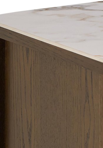 ACT NORDIC Southampton TV-bord, topp krempolert keramikk, ramme, 2 drer, hylle og ramme rykfarget NC-lakkert eikefiner med organisk kant og pen plass, 120x40x45 cm