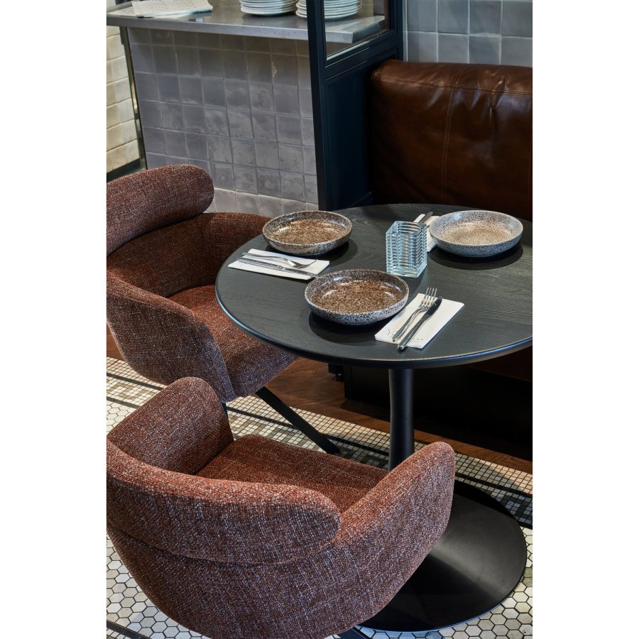 WOOOD Tablo bistrobord, runt - svart ek och svart metall (80)