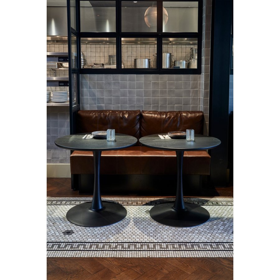 WOOOD Tablo bistrobord, runt - svart ek och svart metall (80)