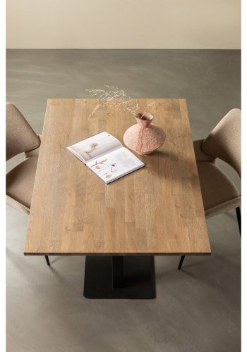 WOOOD Tablo spisebord, rektangulr - cashmere brun egetr og sort metal (120x80)