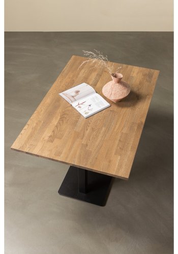 WOOOD Tablo spisebord, rektangulr - cashmere brun egetr og sort metal (120x80)