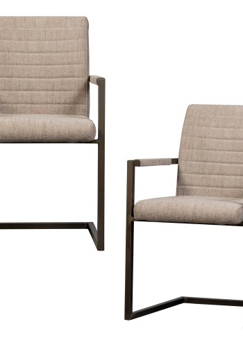 WOOOD Bas spisebordsstol, m. armln - sand melange stof og sort metal