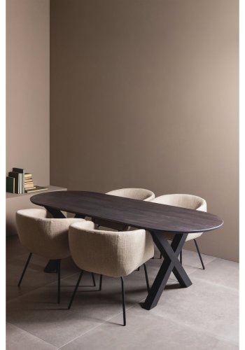 WOOOD Leon spisebordsstol, m. armln - natur melange boucl stof og metal