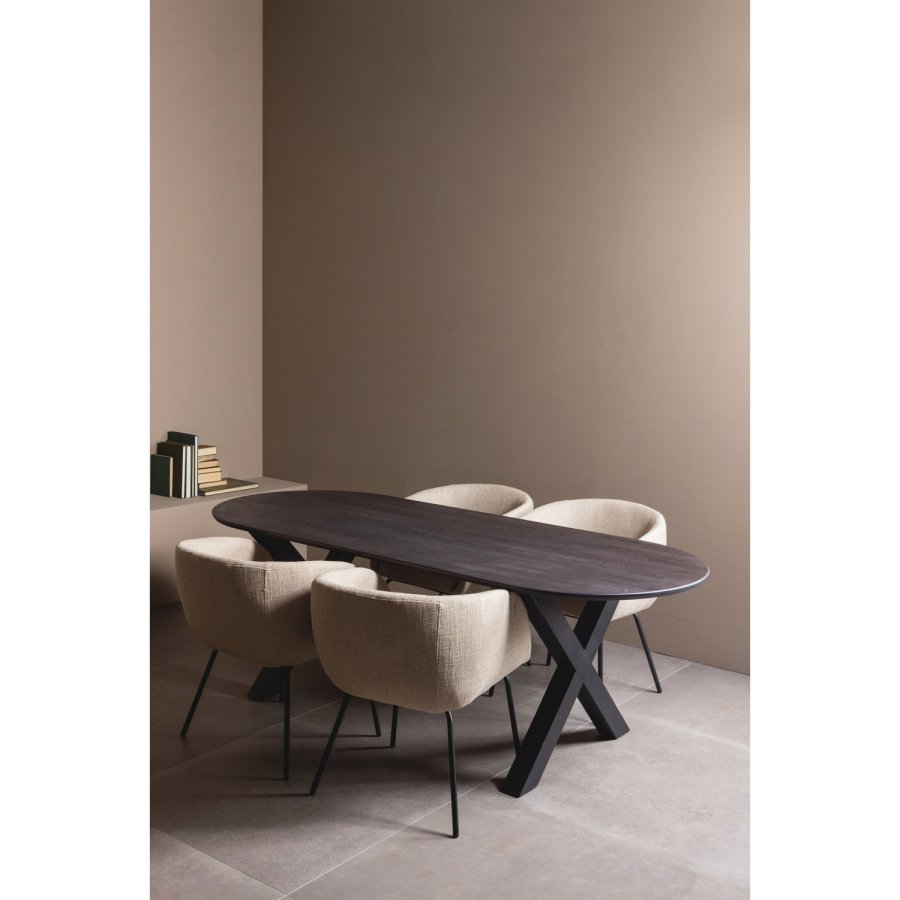 WOOOD Leon spisebordsstol, m. armln - natur melange boucl stof og metal