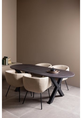 WOOOD Leon spisebordsstol, m. armln - natur melange boucl stof og metal