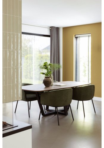 WOOOD Leon spisebordsstol, m. armln - skovgrn boucl stof og metal