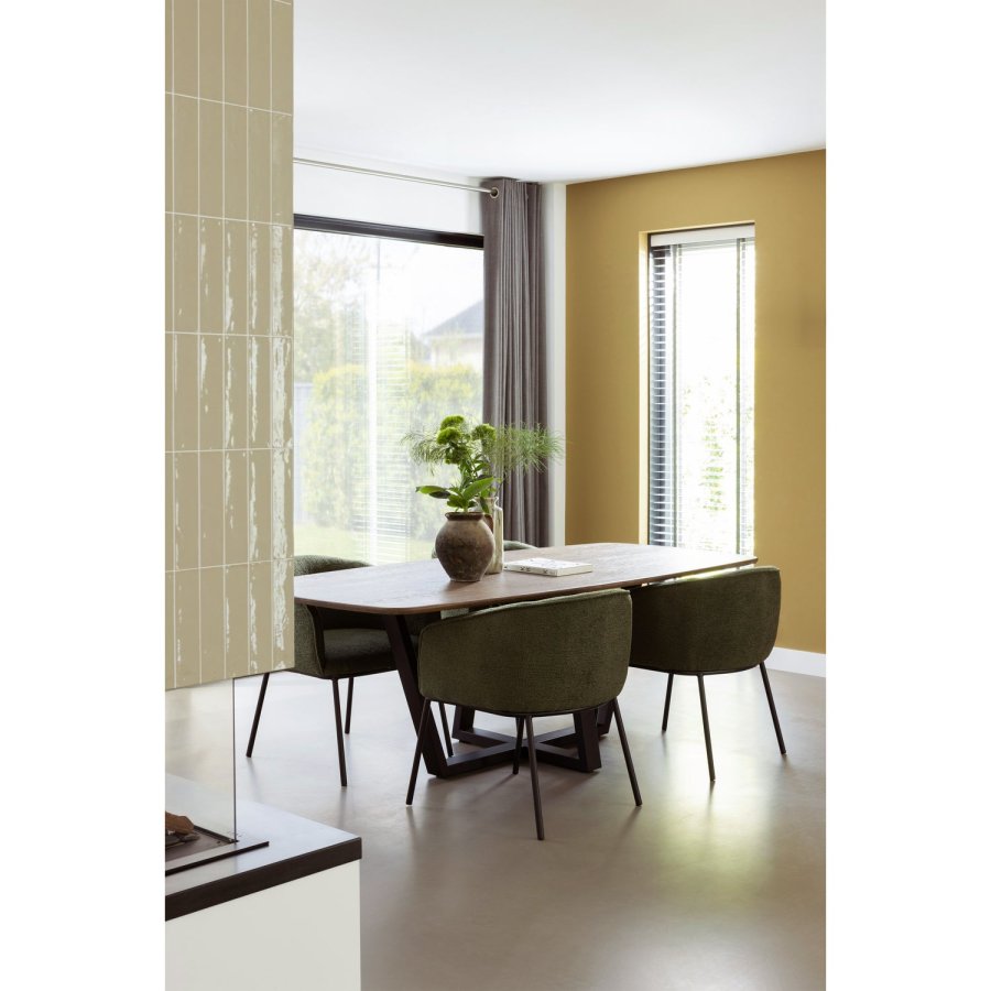 WOOOD Leon spisebordsstol, m. armln - skovgrn boucl stof og metal