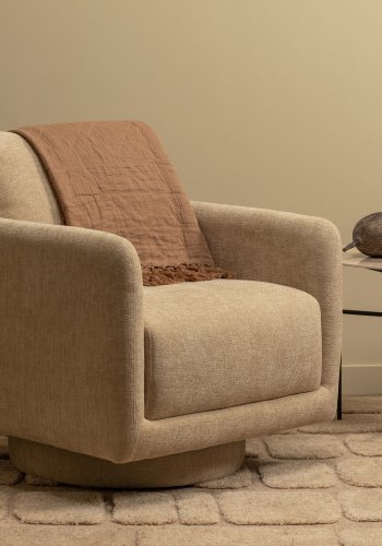 WOOOD Oscar drejestol, m. armln - natur chenille stof