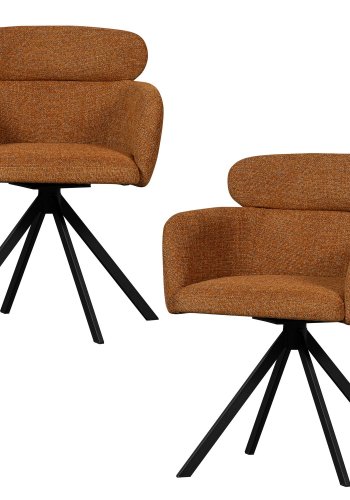 WOOOD Fenne spisebordsstol, m. drejefunktion og armln - ingefr stof og sort metal