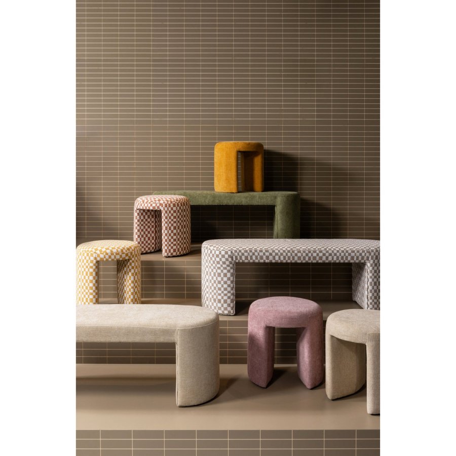 WOOOD Charlie skammel, rund - blush chenille stof (45)