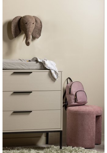 WOOOD Charlie skammel, rund - blush chenille stof (45)