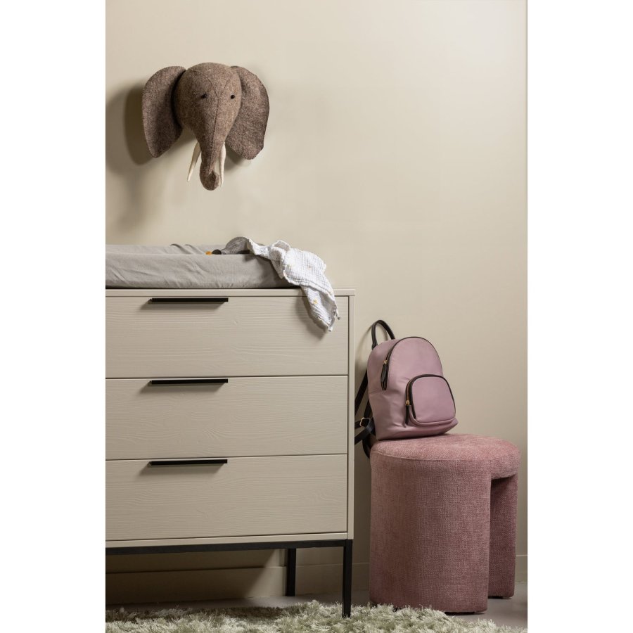 WOOOD Charlie skammel, rund - blush chenille stof (45)