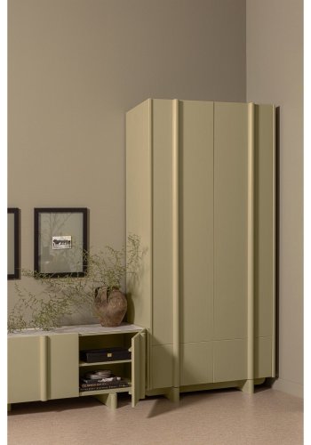 WOOOD Basu skab, m. 2 lger, 5 hylder og 1 skuffe - mos fyrretr