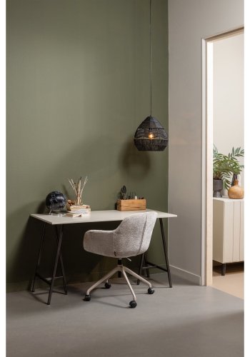 WOOOD Morros kontorstol, m. armln og hjul - taupe chenille stof og taupe metal