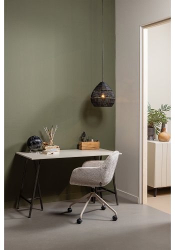 WOOOD Morros kontorstol, m. armln og hjul - taupe chenille stof og taupe metal