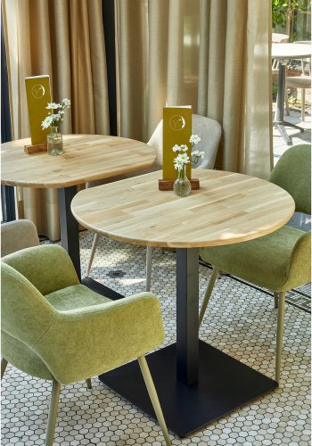 WOOOD Jenny spisebordsstol, m. armln - natur polyester stof og metal