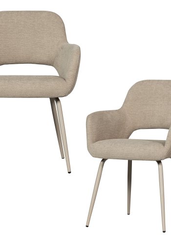 WOOOD Jenny spisebordsstol, m. armln - natur polyester stof og metal