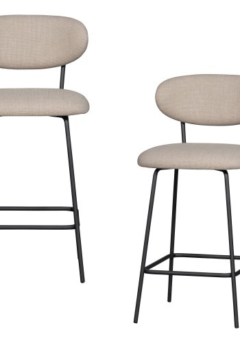 WOOOD Kjeld barstol, m. rygln og fodsttte - natur polyester og sort metal