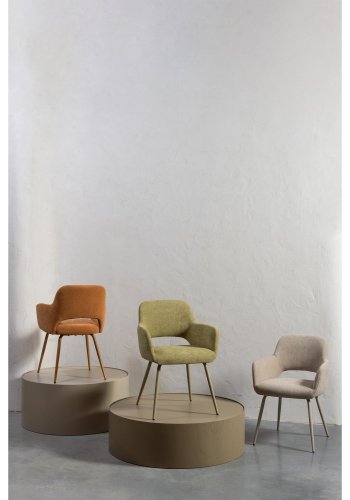 WOOOD Jenny spisebordsstol, m. armln - salvie polyester stof og metal