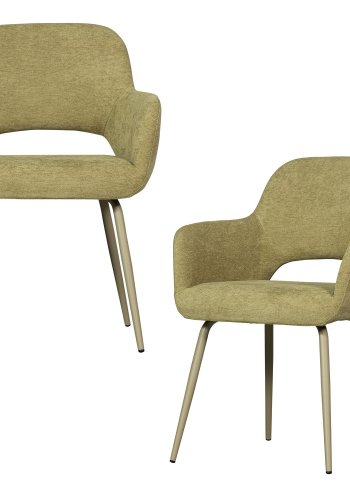 WOOOD Jenny spisebordsstol, m. armln - salvie polyester stof og metal